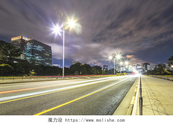 马路公路道路高速公路快速通过城市夜景